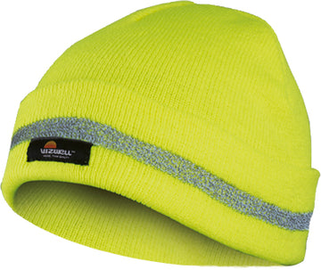 Vizwell Warnschutz-Wintermütze gelb mit Reflektorstreifen
