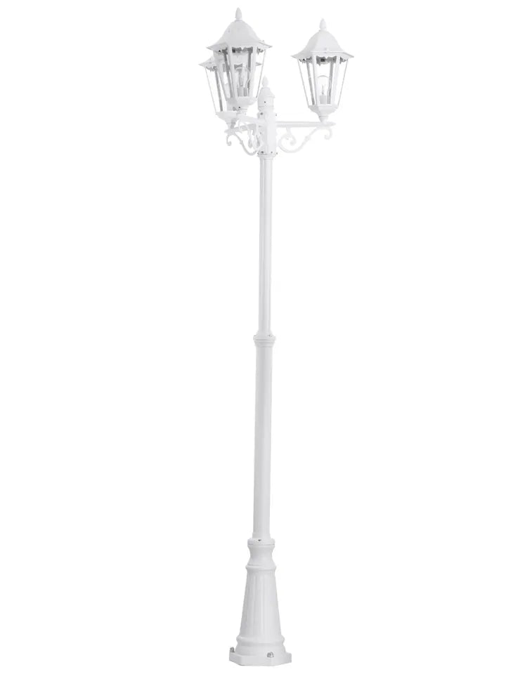 EGLO Navedo Standleuchte weiß, klarer Glas-Schirm, Außenleuchte