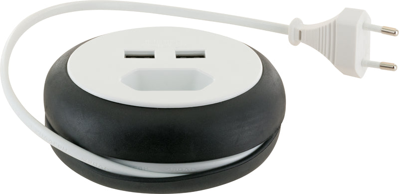 CONNECT Euroverlängerung mit 2xUSB weiß, 3 m Kabel