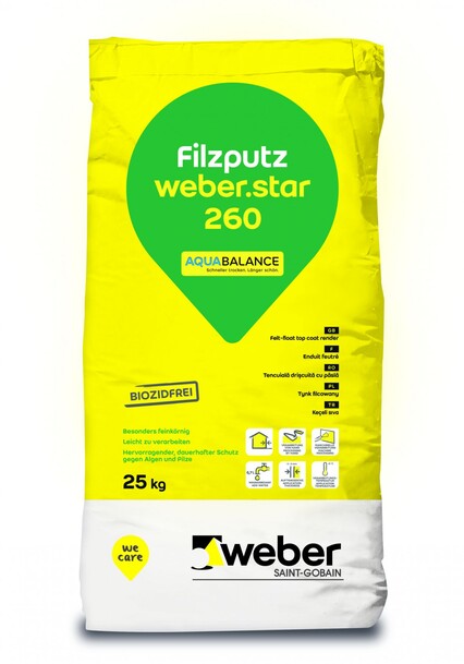 weber.star 220 AquaBalance Scheibenputz Jura mineralisch Farbe 0010, 25 kg