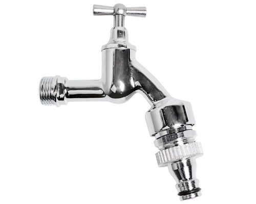 Schütte MS Auslaufventil 1/2"AG x Gardena Click chrom, Knebelgriff