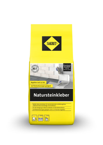 SAKRET Natursteinkleber 5 kg, weißer Zementkleber (Beutel)