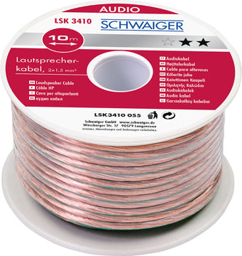 Schwaiger Lautsprecherkabel transparent, 2x1,5 mm², 10 m