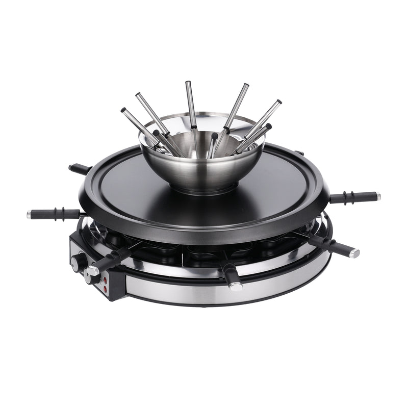 SEVERIN Raclette-Fondue Kombi F.8 für 8 Personen, Edelstahl-Gebläse schwarz