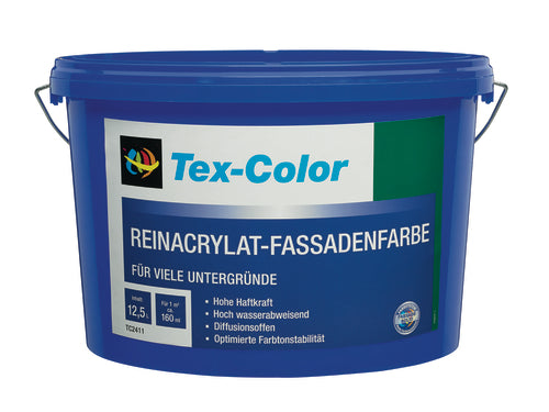 Tex-Color Fassadenfarbe Reinacrylat TC2411, weiß, 5 l, seidenmatt