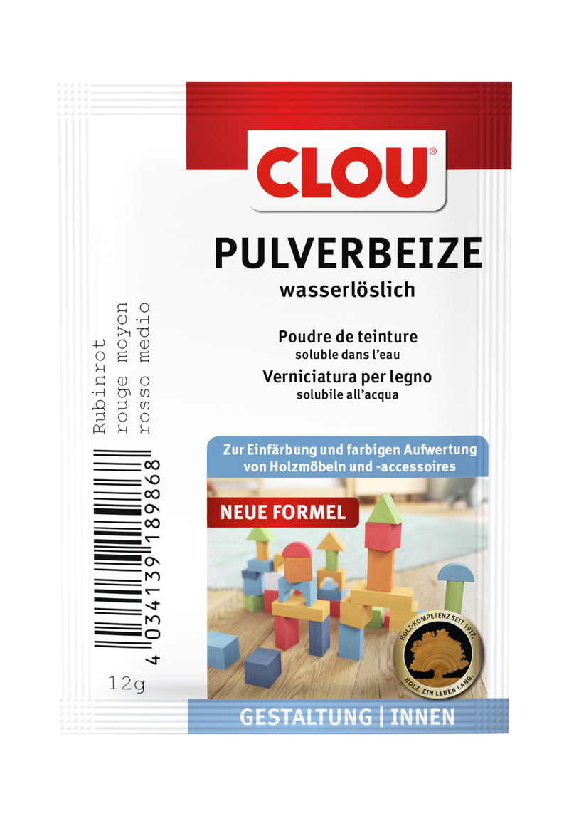 CLOU Pulverbeize Rubinrot, Holzschutzmittel für das Beizen