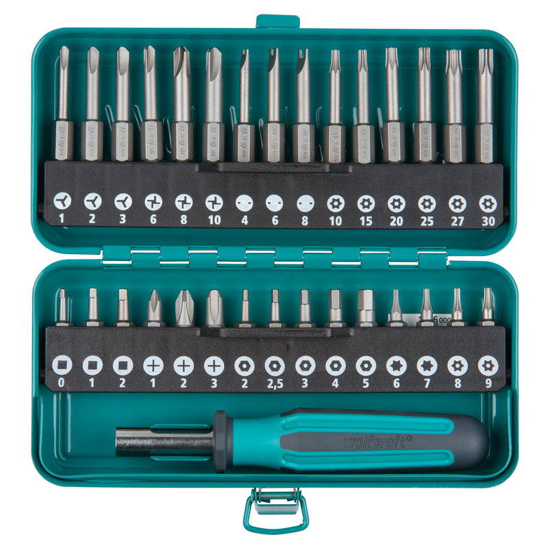 Wolfcraft Kombi-Sicherheitsbit-Box 31-tlg., 1/4" Hex, Metallkassette