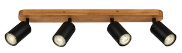 BRILONER Spotleuchte schwarz mit Holzoptik, exkl. 4× GU10 9 W