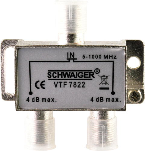 SCHWAIGER 2-fach Verteiler silber, für SAT-Verteilanlagen, 3x F-Buchsen