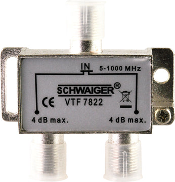 SCHWAIGER 2-fach Verteiler silber, für SAT-Verteilanlagen, 3x F-Buchsen