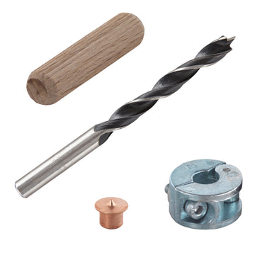 Wolfcraft Dübel-Set Bohrer, Stop, Dübelfix & Langholzdübel Ø10 mm