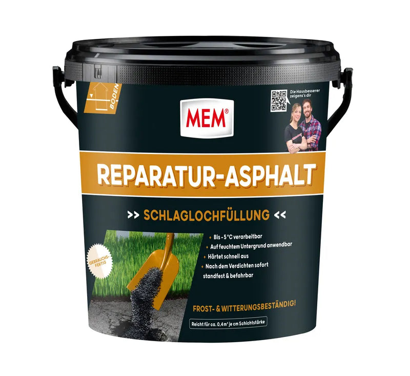 MEM Reparatur Asphalt – Reparaturasphalt kaltverarbeitbar, 10 kg
