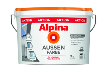 Alpina Außen-Fassadenfarbe weiß auf Wasserbasis, 10 l (60 m²)