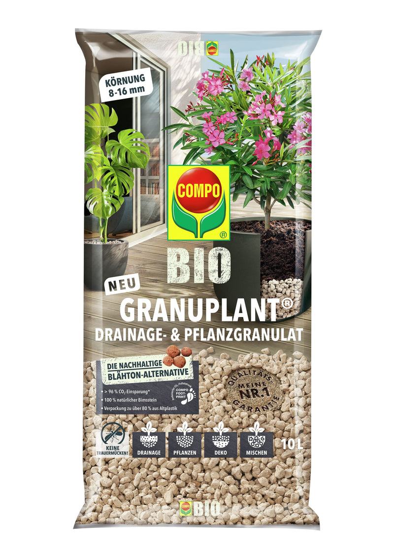 COMPO BIO Drainage- & Pflanzgranulat Granuplante 10 l, natürliches Bimsgranulat
