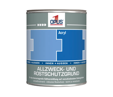 OPUS1 Allzweckgrund WV weiß – wasserverdünnbar, 0,75 l (mit Rostschutzgrund)
