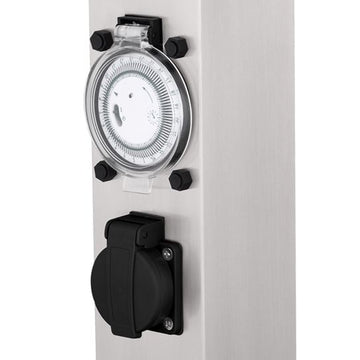 PAULMANN Licht PANAMA IP44 Steckdosensäule mit Timer, Edelstahl eckig