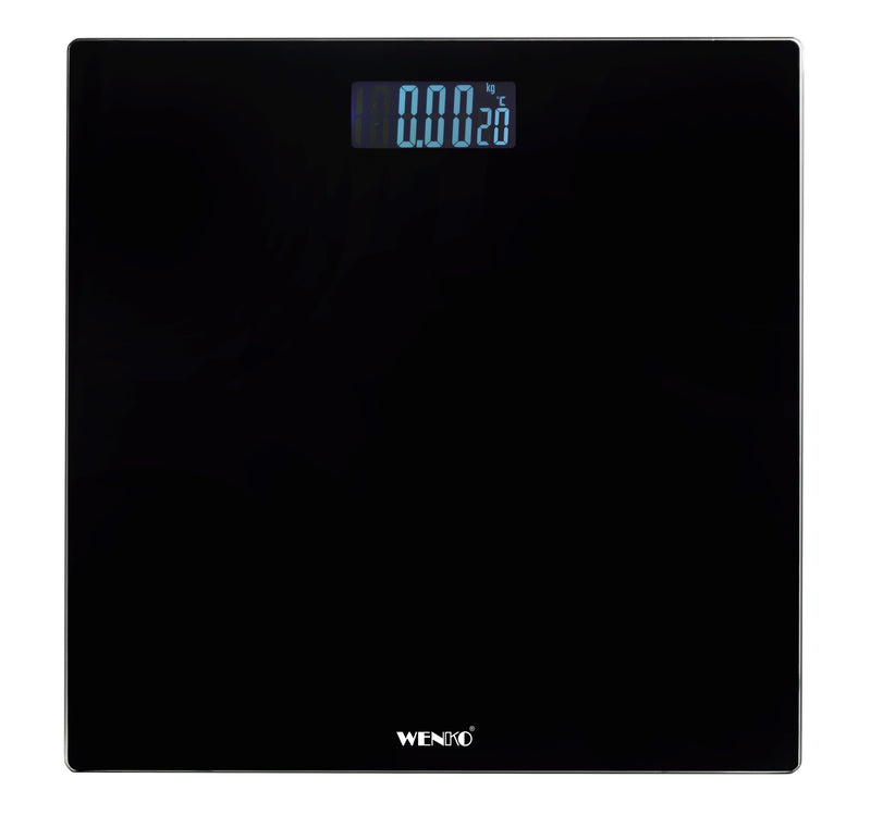 WENKO Personenwaage LCD, schwarz, digital 28x28 cm (Modell 24460100)