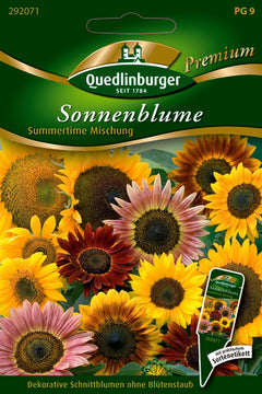 Quedlinburger Saatgut Sonnenblumen Summertime Mischung PG 9 Premium – farbenfrohe Vielfalt, ca. 180 cm