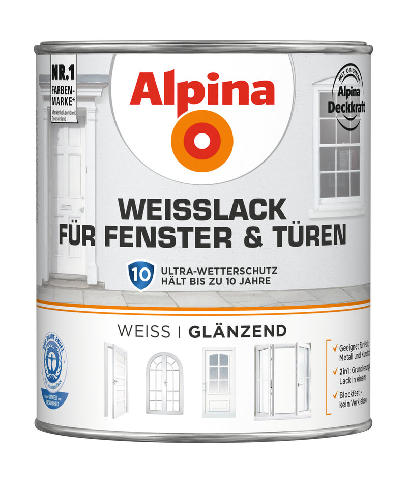 Alpina Weißlack für Fenster & Türen glänzend, weiß