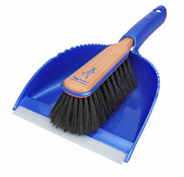 Peggy Perfect Kehrset Harmony blau mit Holzhandfeger und Kunststoff-Kehrblech