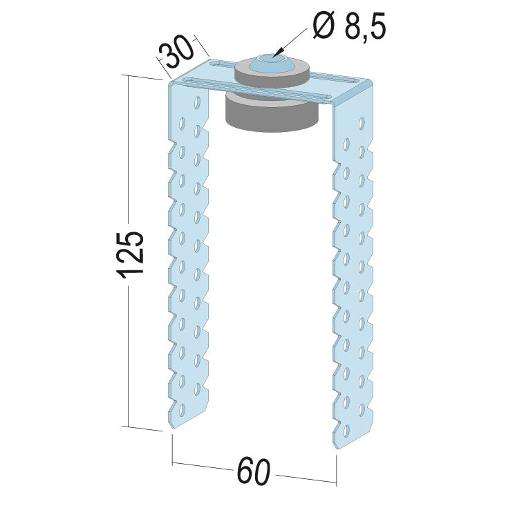 PROTEKTORWERK Direktabhänger 6160 schallentkoppelt, verzinkt, 125 mm
