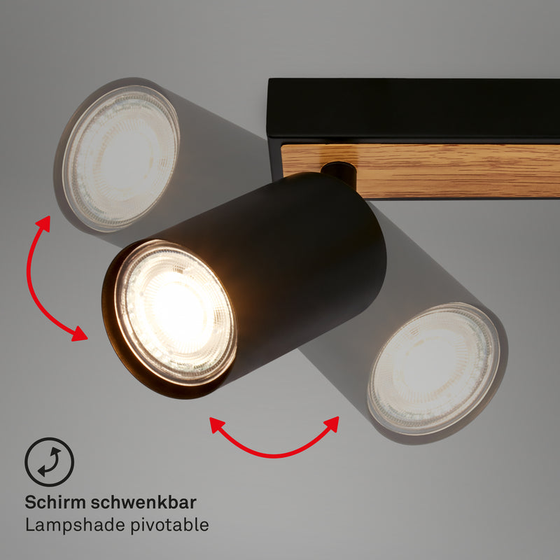BRILONER Leuchten Spotleuchte 2xGU10 in black-wood