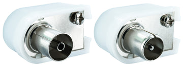 SCHWAIGER IEC Winkelstecker/-buchse Set weiß, 90°, schraubbar