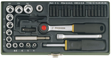 PROXXON Knarrenset Schraubersatz 1/4" CV-Stahl, 39-teilig