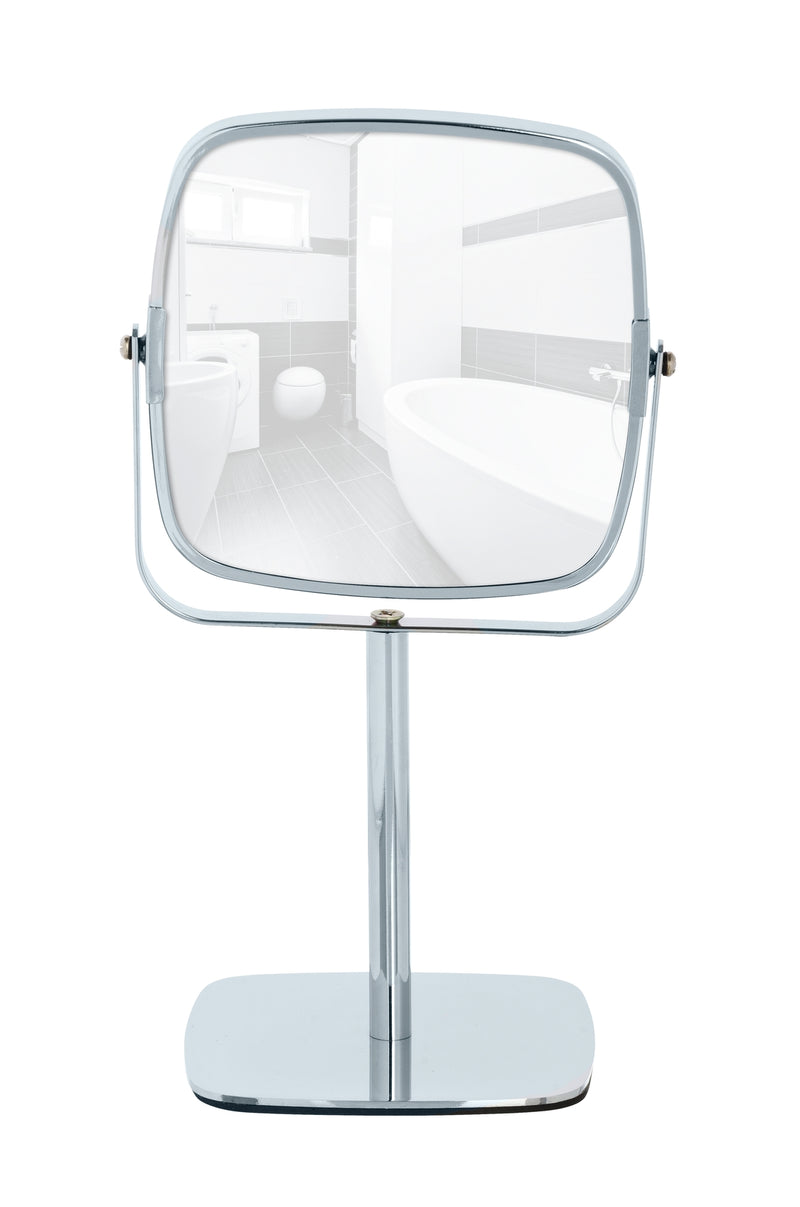 WENKO Kare Kosmetik-Standspiegel quadratisch silber, 5-fache Vergrößerung