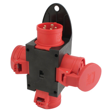 Inter-Union Stromverteiler Energiewürfel 3x CEE-Dose rot, außen
