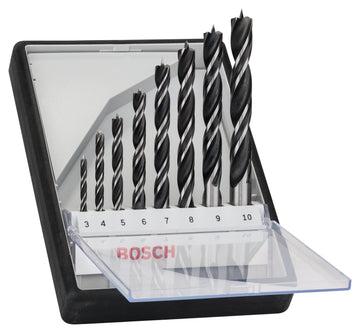 Bosch Robust Line Holzspiralbohrer-Set 8-teilig, Ø 3–10 mm