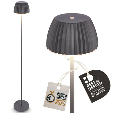 BRILONER Akku-Stehleuchte anthrazit IP44 4,2 W Lichtkante 2700 K