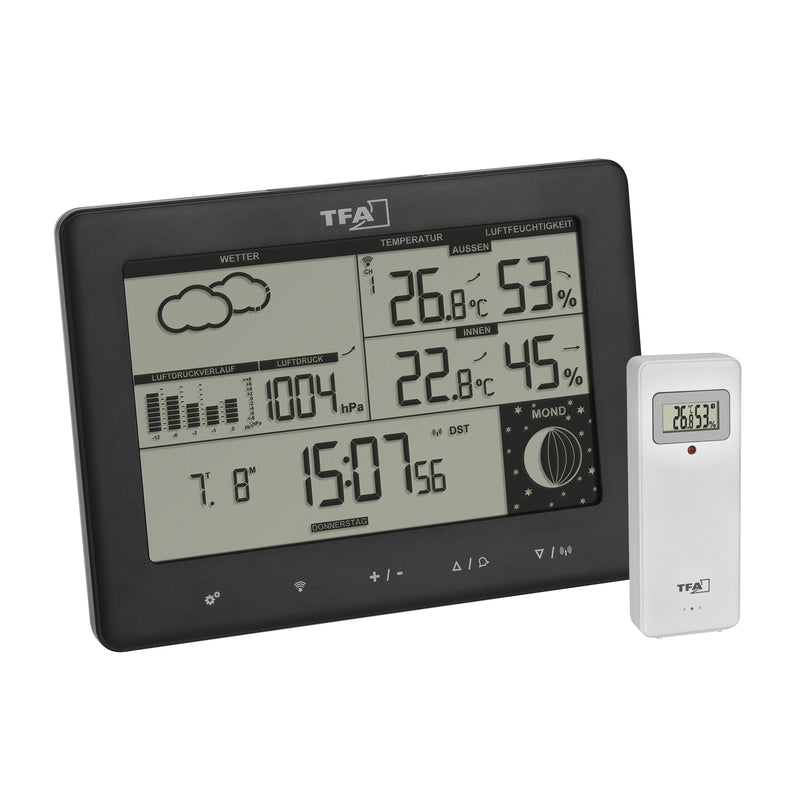 TFA ELEMENTS Funk-Wetterstation schwarz aus Kunststoff, digital mit Sender