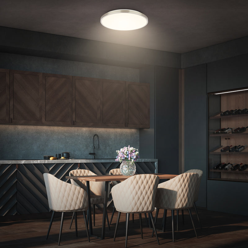 BRILONER Opal Nickel Deckenleuchte mit LED-Dekorblende, 3000K, IP20