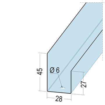 PROTEKTORWERK U-Anschlussprofil 5168 UD, UD-Profil, verzinkt, 28 mm breit