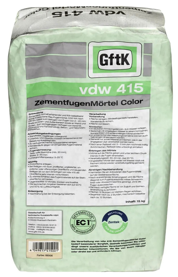 GftK VDW 415 Zementfugenmörtel beige, für Fugenbreite 2–20 mm