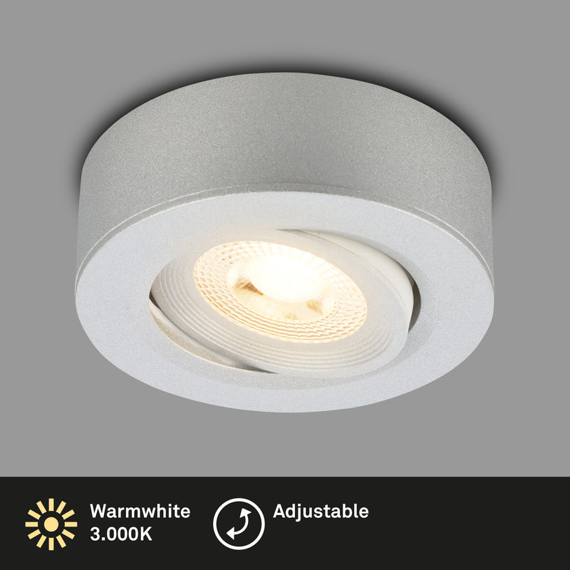 BRILONER Leuchten Aufbauleuchte LED flach Chrom matt