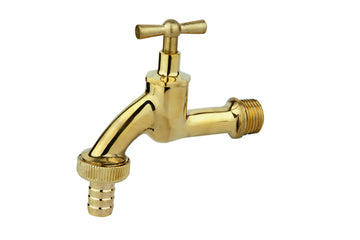 Schütte MS Auslaufventil 1/2"AG x 3/4"AG x 1/2"T blank poliert mit Knebelgriff