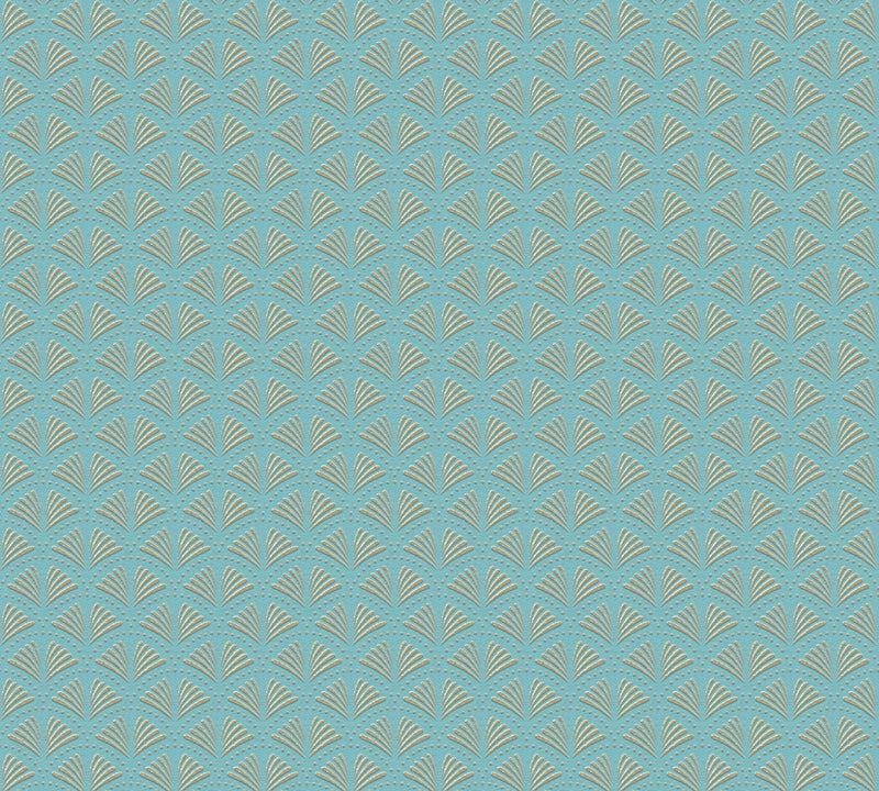 A.S. Création Vliestapete Design Dschungel Gold-Türkis „Fächer klein“