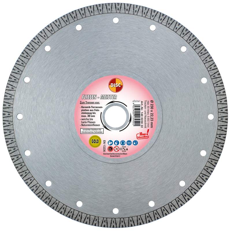 DISC Diamanttrennscheibe Fliesen-Meister 230 mm dünne Präzision (1 st)