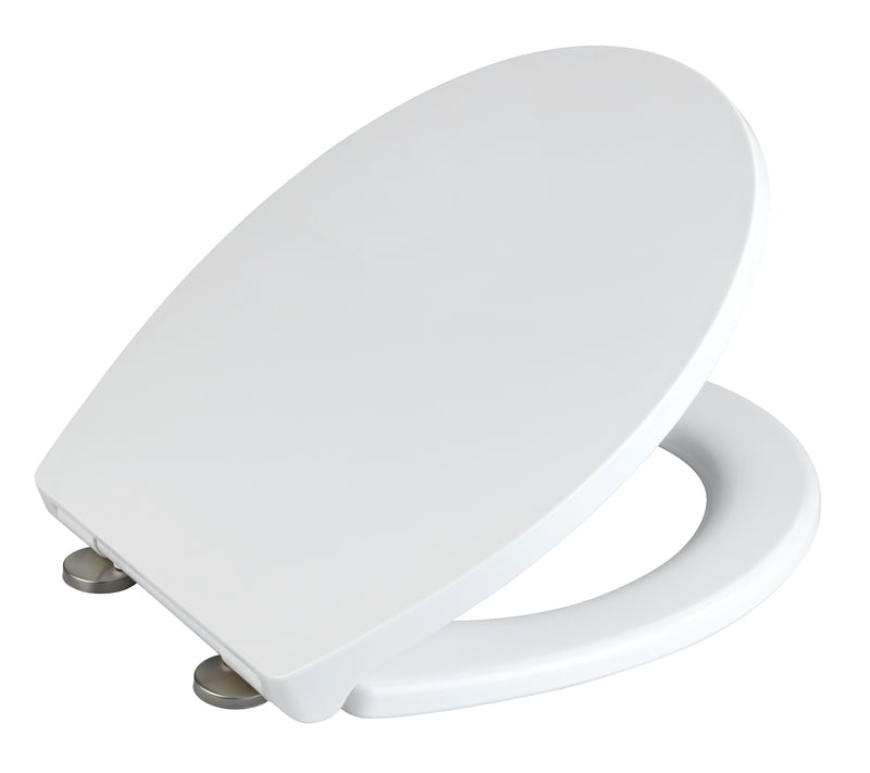 WENKO WC-Sitz Ostuni Easy Close, Thermoplast, silber matt/weiß