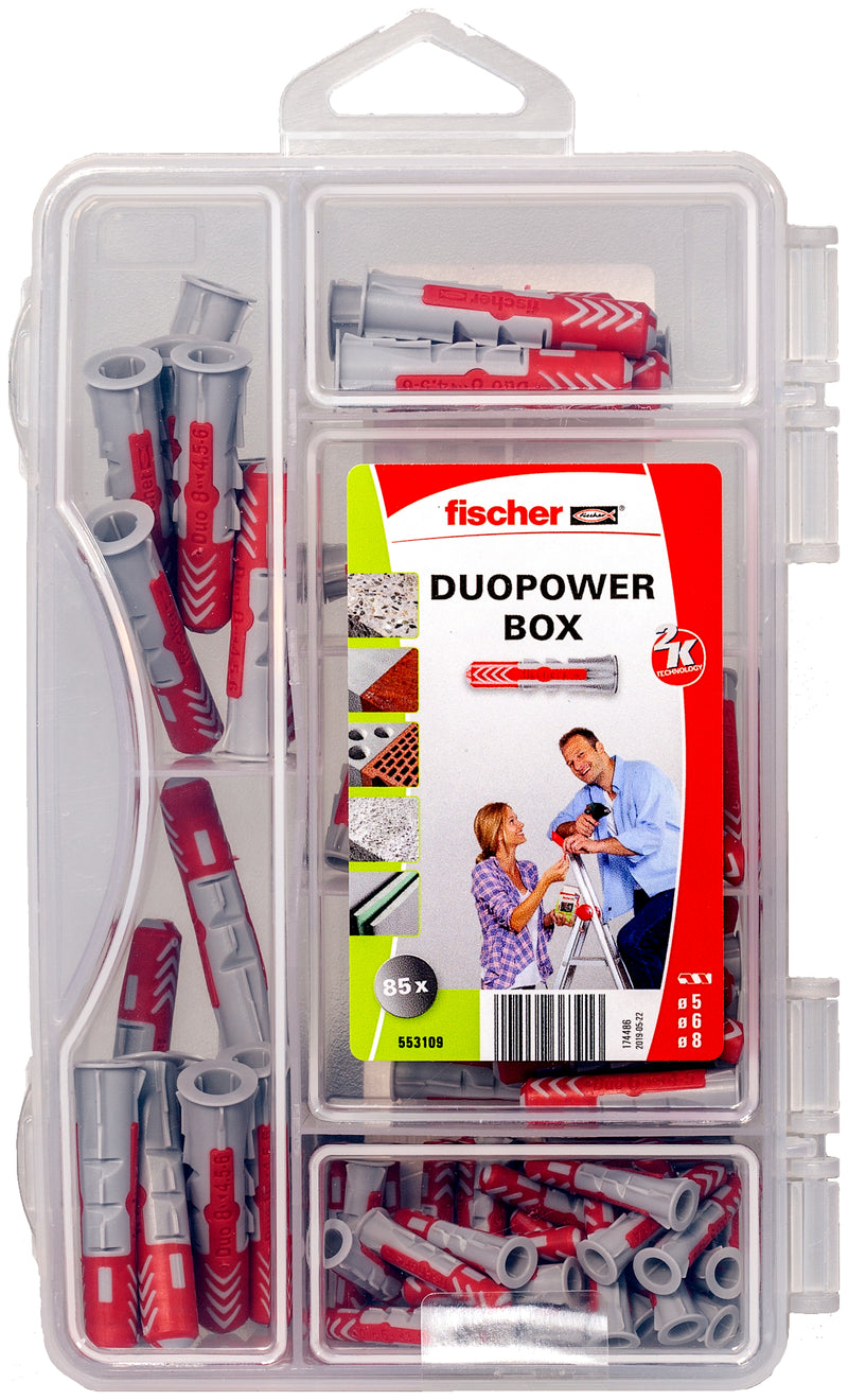 fischer DuoPower-Box mini 8-teiliges Schrauben- & Dübel-Set (85-teilig)