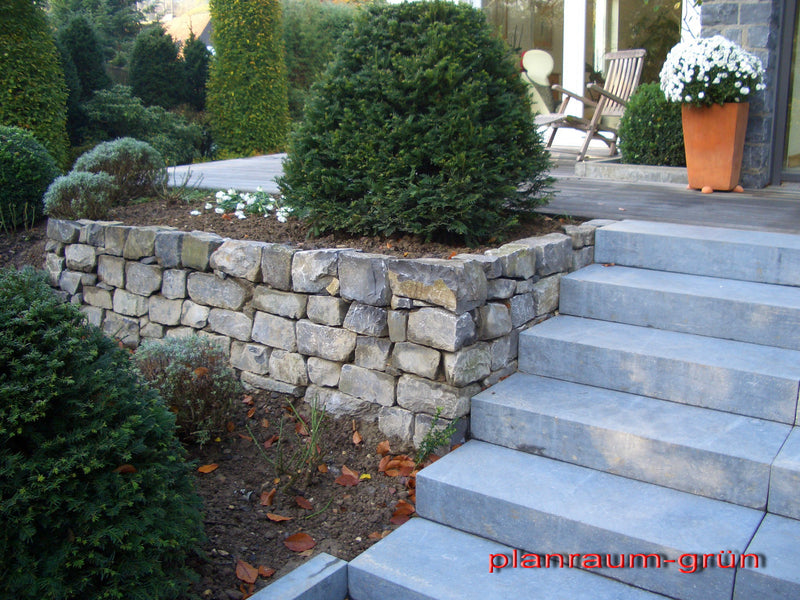 Classen Natursteinhandel Blockstufe Blaustein grau geschliffen, gefast 35x15x100