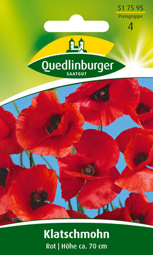 QUEDLINBURGER SAATGUT Klatschmohn Rot – rote Blumensamen, PG 4