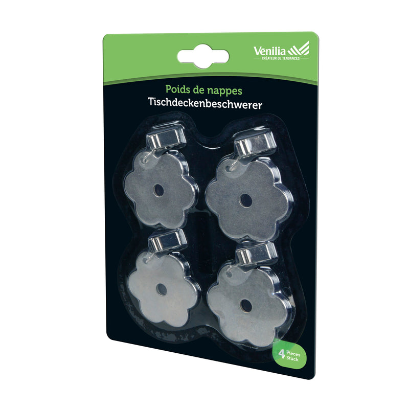 WINDHAGER Tischtuchbeschwerer Blumen Inox, 4 Stück