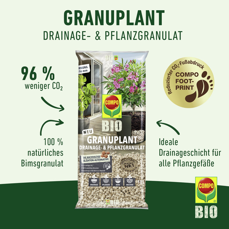 COMPO BIO Drainage- & Pflanzgranulat Granuplante 10 l, natürliches Bimsgranulat