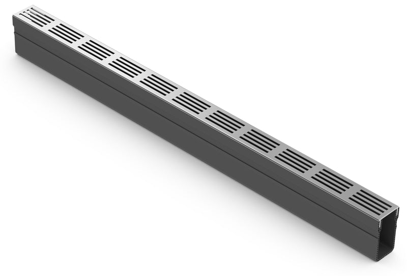 ACO Slimline Rinne 1000 mm mit Rost Aluminium silber eloxiert