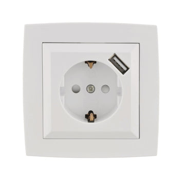 UNITEC IMOLA Steckdose mit USB in ultraweiß (1x Schuko, 1x USB 2)