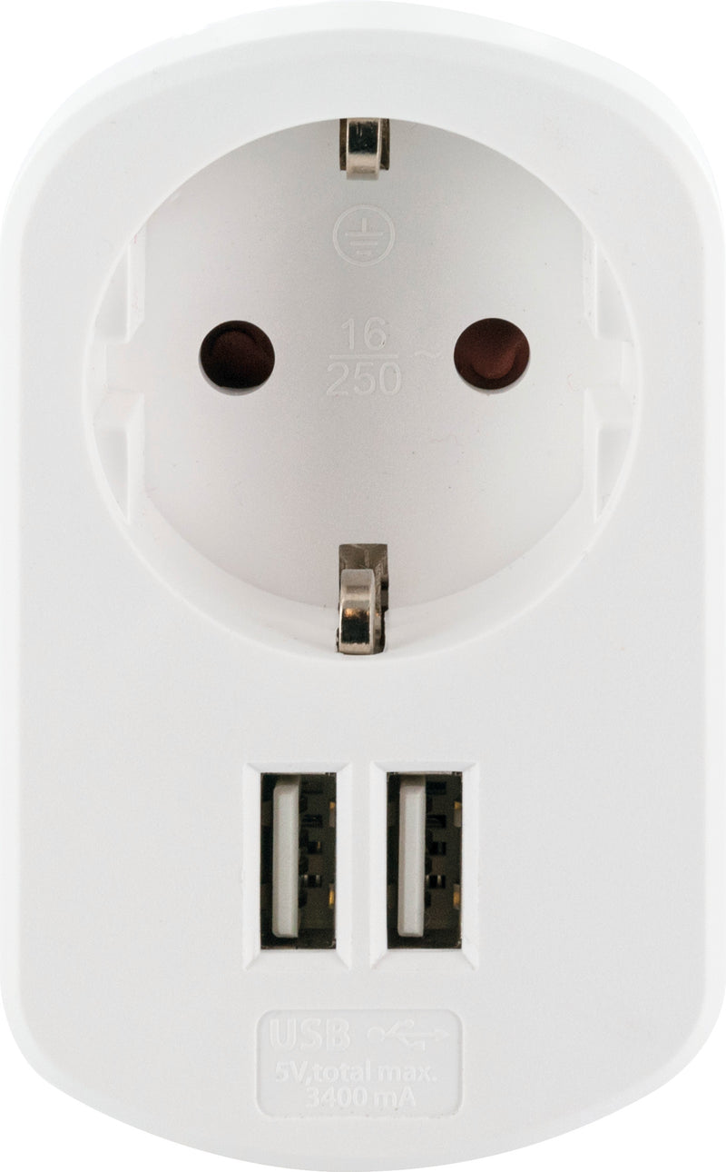 Schwaiger Ladeadapter für 230V, Kompakt mit USB und Schuko