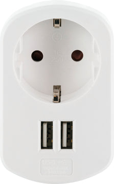 Schwaiger Ladeadapter für 230V, Kompakt mit USB und Schuko